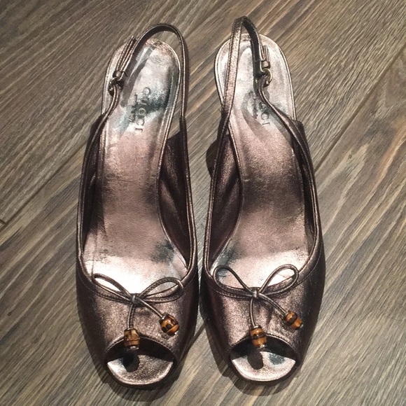 Gucci Bronze Bamboo Heels Size 6.5